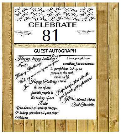 81st Birthday - Anniversary Novelty Burlap Guest Autograph Sign-In Wall Poster