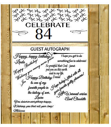 84th Birthday - Anniversary Novelty Burlap Guest Autograph Sign-In Wall Poster