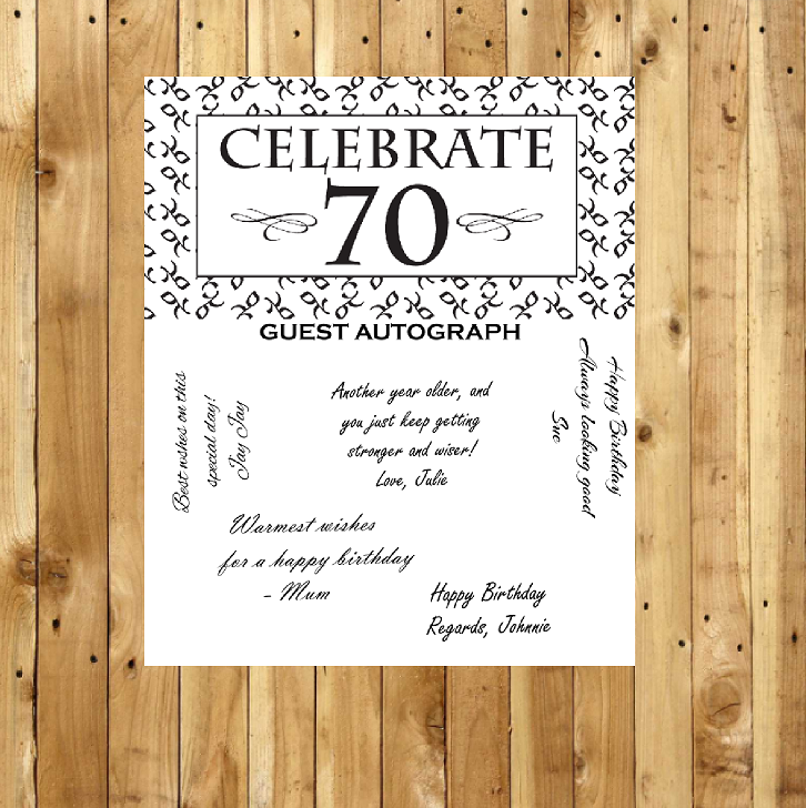 Celebrate 70 Guest Autograph Peel and Stick For Keepsake Removable Poster 13 x 24inches