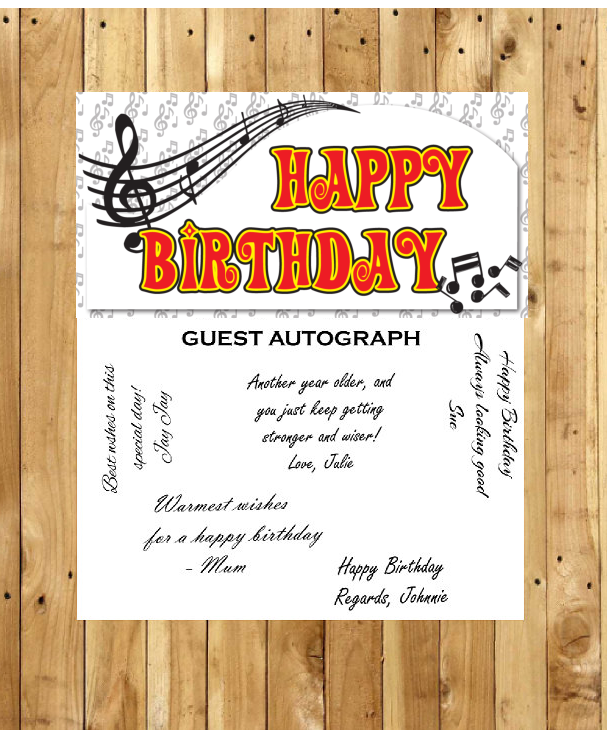 Birthday Music Guest Autograph Peel and Stick For Keepsake Removable Poster 13 x 24inches