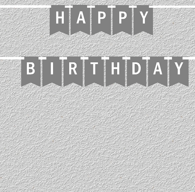 Grey and White Happy Birthday Bunting Letter Banner