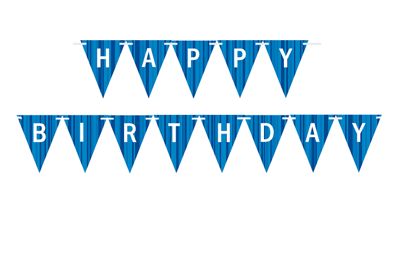 Light Blue and Dark Blue Triangular Happy Birthday Bunting Letter Banner