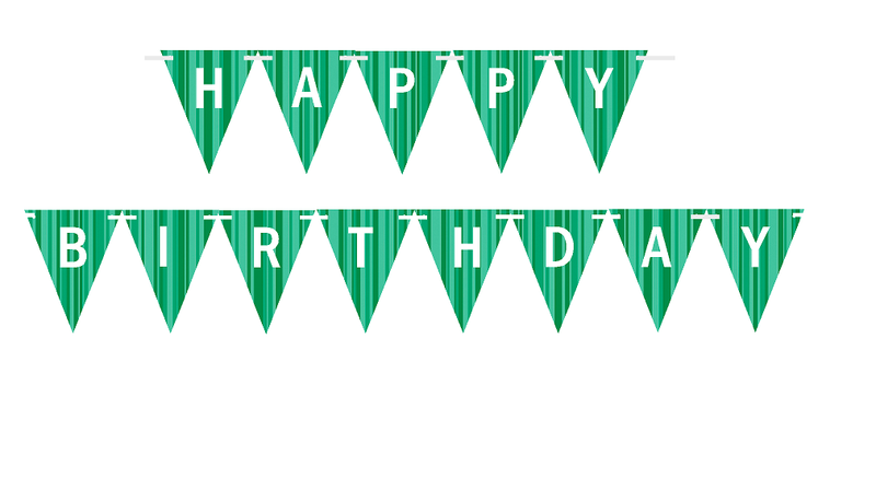 Light Green Dark Green Triangular Happy Birthday White Bunting Letter Banner