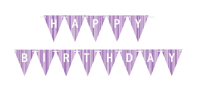 Lavedar Purple Triangular Happy Birthday Bunting Letter Banner