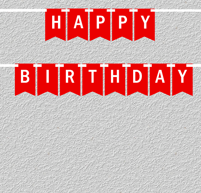 Red and White Happy Birthday Bunting Letter Banner