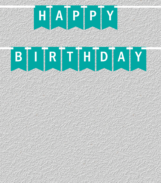Teal and White Happy Birthday Bunting Letter Banner