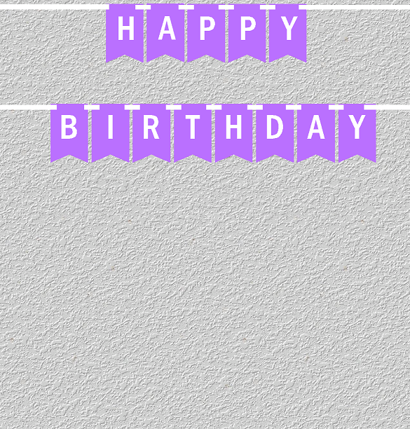 Purple and White Happy Birthday Bunting Letter Banner