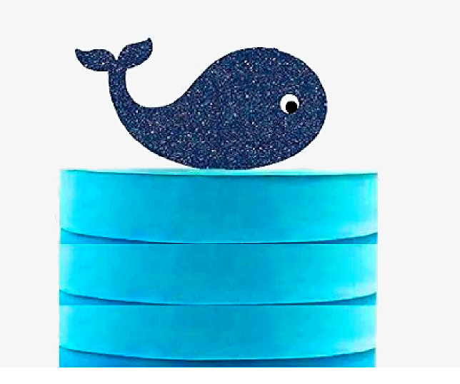 Whale Navy Blue Glitter Elegant Cake Decoration Topper