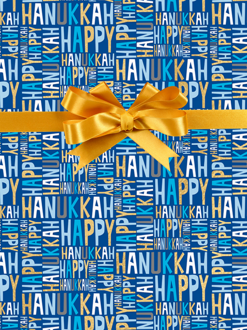 Hanukkah Greetings Blue Winter Holiday Gift Wrap Wrapping Paper 15ft