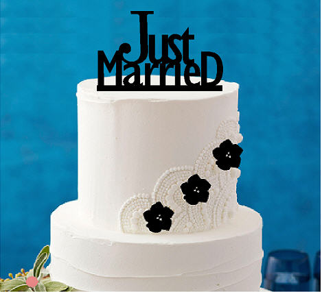 Just Married Elegant Cake Decoration Topper