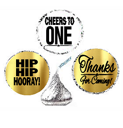 1st Birthday - Anniversary Cheers Hooray Thanks For Coming 324pk Stickers - Labels for Chocolate Drop Hersheys Kisses, Party Favors Decorations