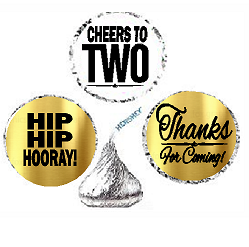 2nd Birthday - Anniversary Cheers Hooray Thanks For Coming 324pk Stickers - Labels for Chocolate Drop Hersheys Kisses, Party Favors Decorations