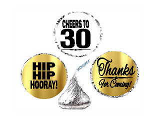30th Birthday - Anniversary Cheers Hooray Thanks For Coming 324pk Stickers - Labels for Chocolate Drop Hersheys Kisses, Party Favors Decorations