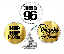 96th Birthday - Anniversary Cheers Hooray Thanks For Coming 324pk Stickers - Labels for Chocolate Drop Hersheys Kisses, Party Favors Decorations