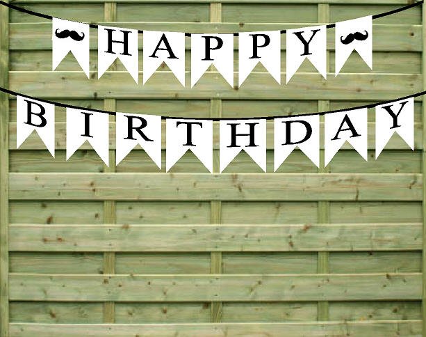 Happy Birthday Mustache Paper Garland Bunting Party Decoration Banner