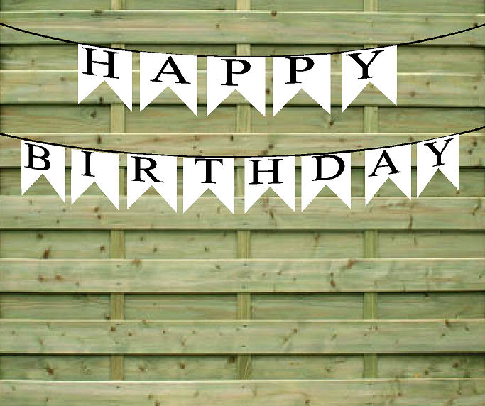 Happy Birthday Black and White Paper Garland Bunting Party Decoration Banner