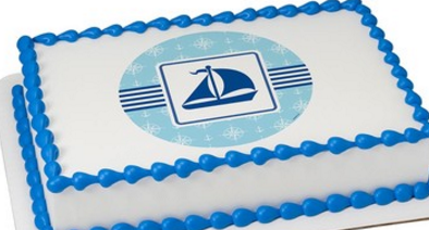 Nautical Boat Edible Cake Decoration Topper Image