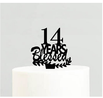 14th Birthday - Anniversary Blessed Years Cake Decoration Topper