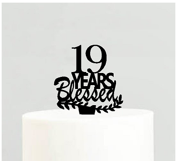 19th Birthday - Anniversary Blessed Years Cake Decoration Topper