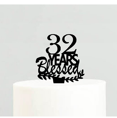 32nd Birthday - Anniversary Blessed Years Cake Decoration Topper