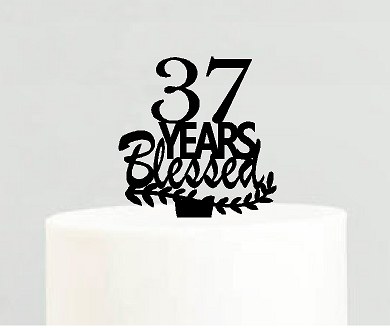 37th Birthday - Anniversary Blessed Years Cake Decoration Topper