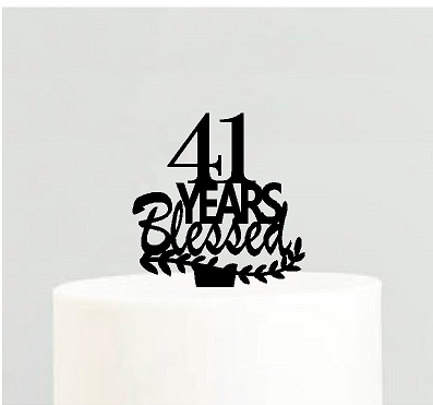 41st Birthday - Anniversary Blessed Years Cake Decoration Topper