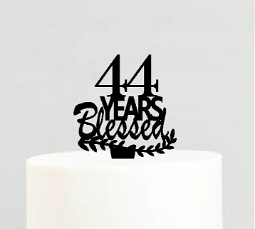 44th Birthday - Anniversary Blessed Years Cake Decoration Topper