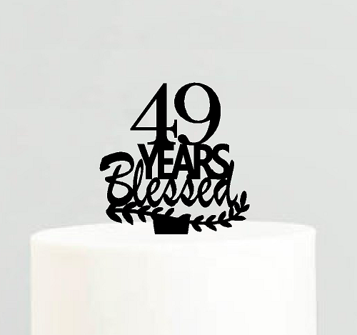 49th Birthday - Anniversary Blessed Years Cake Decoration Topper