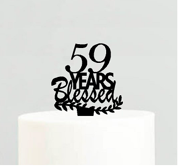 59th Birthday - Anniversary Blessed Years Cake Decoration Topper