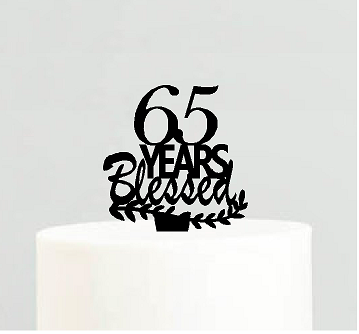 65th Birthday - Anniversary Blessed Years Cake Decoration Topper