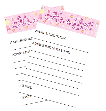 New Baby Shower Its a Girl Active Baby Girl New Mommy Advice Cards -40pk