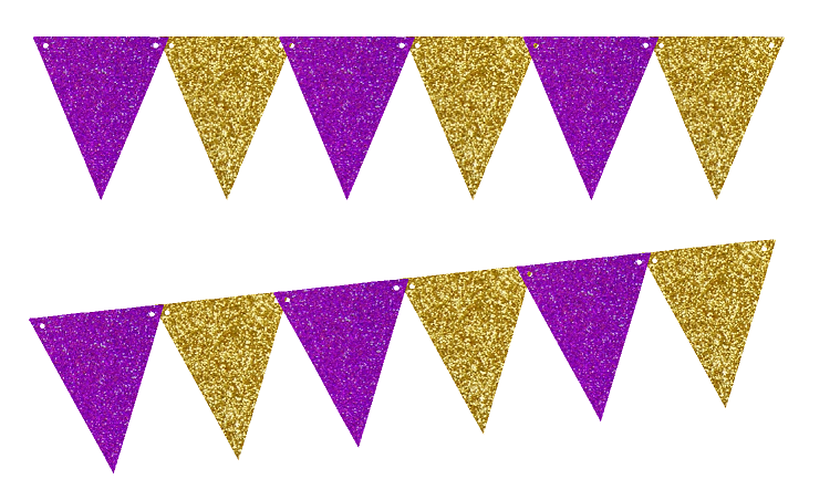 Purple Glitter Gold Gliter 10ft Vintage Pennant Banner Paper Triangle  Bunting Flags for Weddings, Birthdays, Baby Showers, Events & Parties