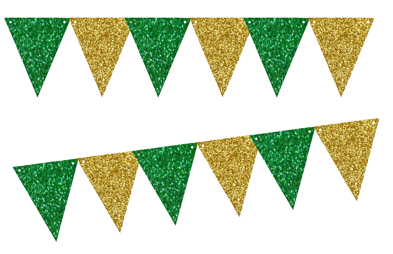 Green Glitter Gold Glliter 10ft Vintage Pennant Banner Paper Triangle  Bunting Flags for Weddings, Birthdays, Baby Showers, Events & Parties –  CakeSupplyShop