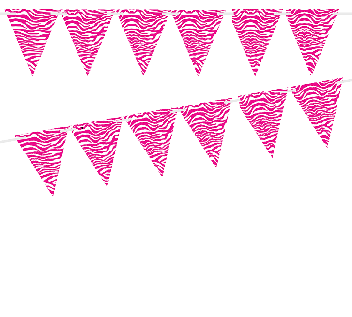 Wild Pink Zebra 10ft Vintage Pennant Banner Paper Triangle  Bunting Flags for Weddings, Birthdays, Baby Showers, Events & Parties