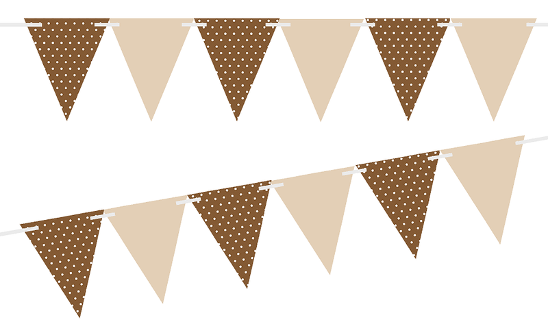Brown Polka Dot- Parchment 10ft Vintage Pennant Banner Paper Triangle  Bunting Flags for Weddings, Birthdays, Baby Showers, Events & Parties
