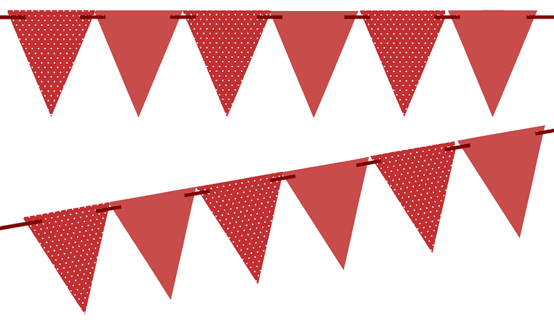 Red Polka Dot - Red Solid 10ft Vintage Pennant Banner Paper Triangle  Bunting Flags for Weddings, Birthdays, Baby Showers, Events & Parties