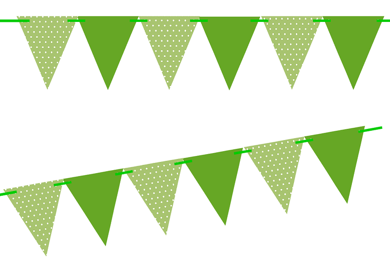 Green Polka Dot - Solid Green 10ft Vintage Pennant Banner Paper Triangle  Bunting Flags for Weddings, Birthdays, Baby Showers, Events & Parties