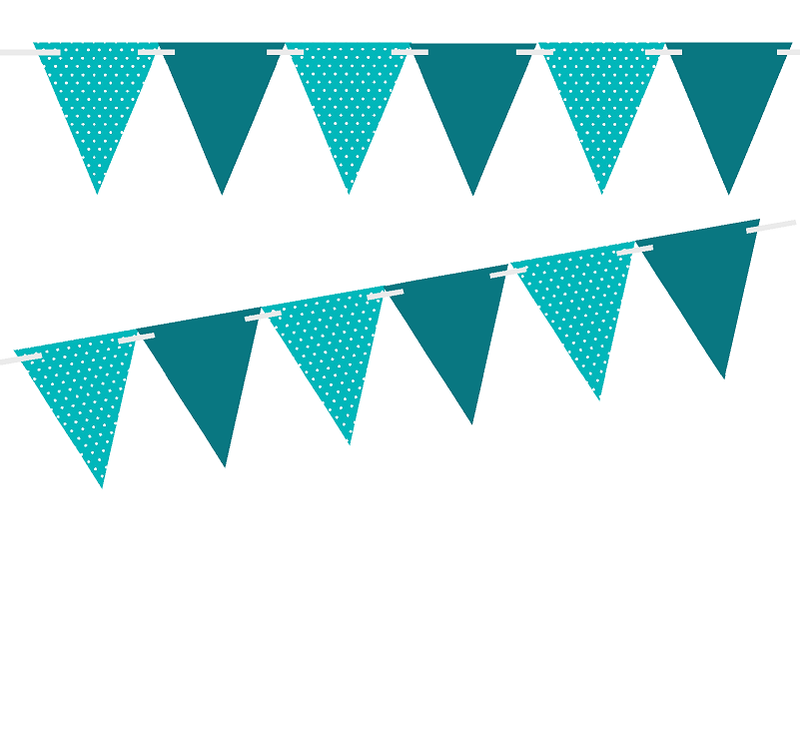 Teal Polka Dot - Solid Teal 10ft Vintage Pennant Banner Paper Triangle  Bunting Flags for Weddings, Birthdays, Baby Showers, Events & Parties