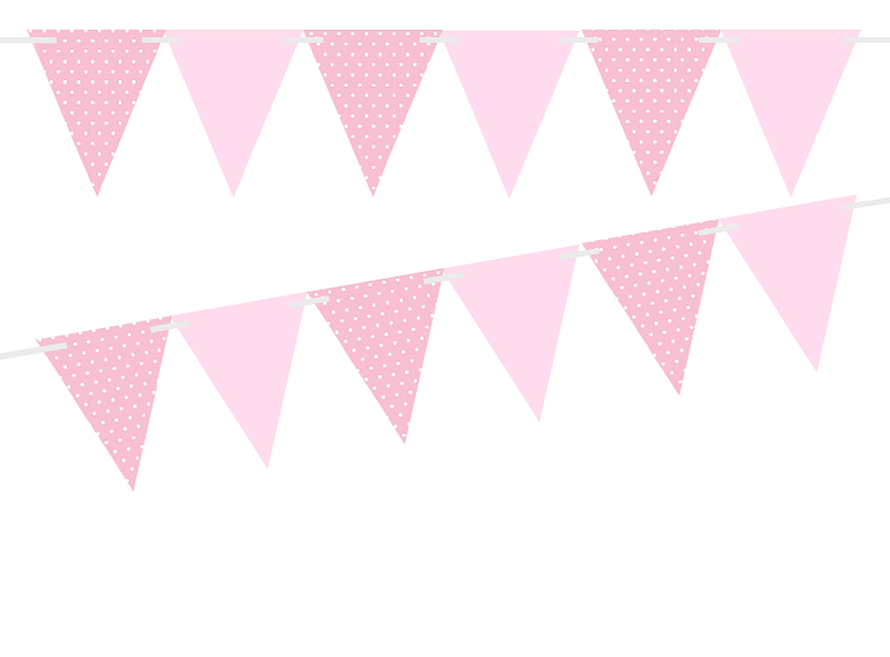 Light Pink Polka Dot - Solid Light Pink 10ft Vintage Pennant Banner Paper Triangle  Bunting Flags for Weddings, Birthdays, Baby Showers, Events & Parties