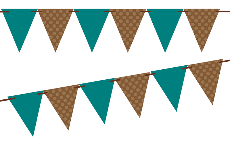 Large Brown Polka Dot & Teal  10ft Vintage Pennant Banner Paper Triangle  Bunting Flags for Weddings, Birthdays, Baby Showers, Events & Parties
