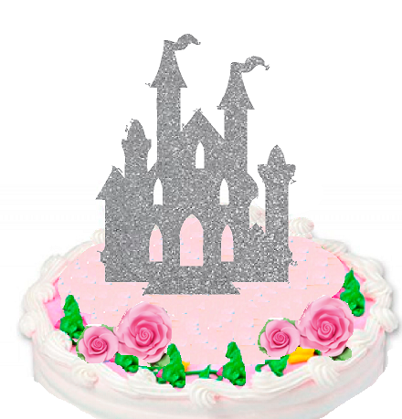 Silver Princess Castle Cake Decoration Topper