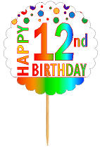 Happy 12th Birthday Rainbow Cupcake Decoration Topper Picks -12pk