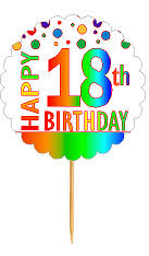 Happy 18th Birthday Rainbow Cupcake Decoration Topper Picks -12pk