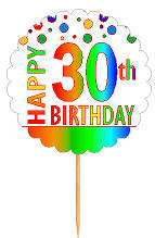 Happy 30th Birthday Rainbow Cupcake Decoration Topper Picks -12pk