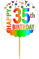 Happy 35th Birthday Rainbow Cupcake Decoration Topper Picks -12pk