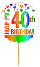 Happy 40th Birthday Rainbow Cupcake Decoration Topper Picks -12pk