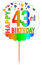 Happy 43rd Birthday Rainbow Cupcake Decoration Topper Picks -12pk