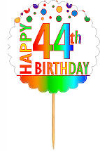 Happy 44th Birthday Rainbow Cupcake Decoration Topper Picks -12pk
