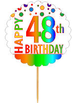 Happy 48th Birthday Rainbow Cupcake Decoration Topper Picks -12pk