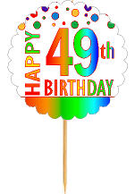 Happy 49th Birthday Rainbow Cupcake Decoration Topper Picks -12pk